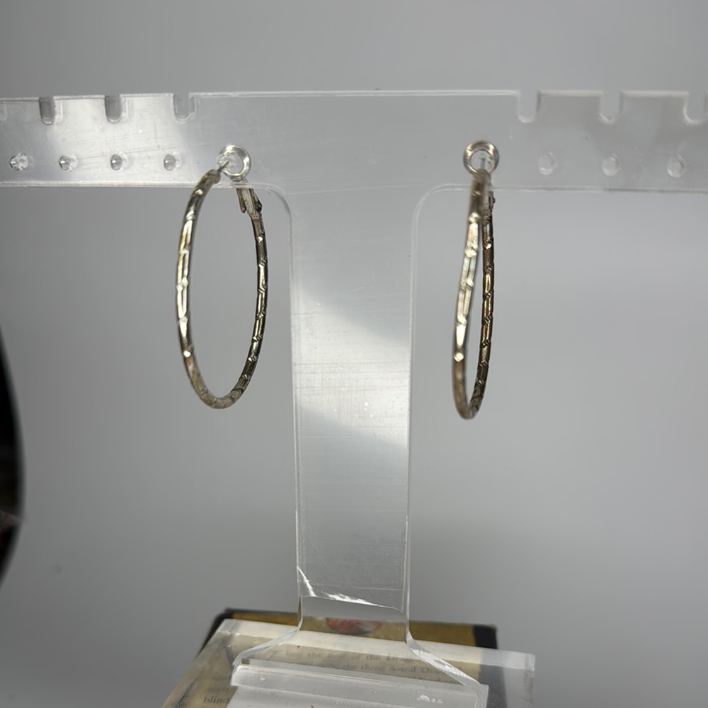 Textured Silver Hoop Earrings